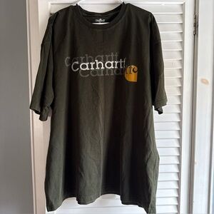Carhartt Mens XL dark green Graphic Logo T-shirt 100% Cotton Utility Workwear
